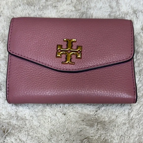 Tory Burch Kira Mauve Pebbled Leather Medium Flap Wallet - Picture 1 of 11